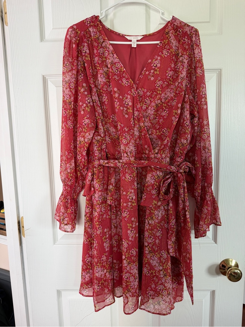 LC Lauren Conrad Rose Red Floral Wrap Dress